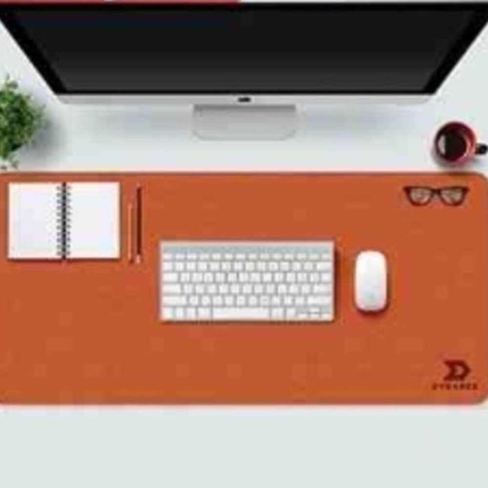 3/$30 | DYNADEX | Non-Slip PU Leather Desk Pad Protector Mat  - Orange/Cork